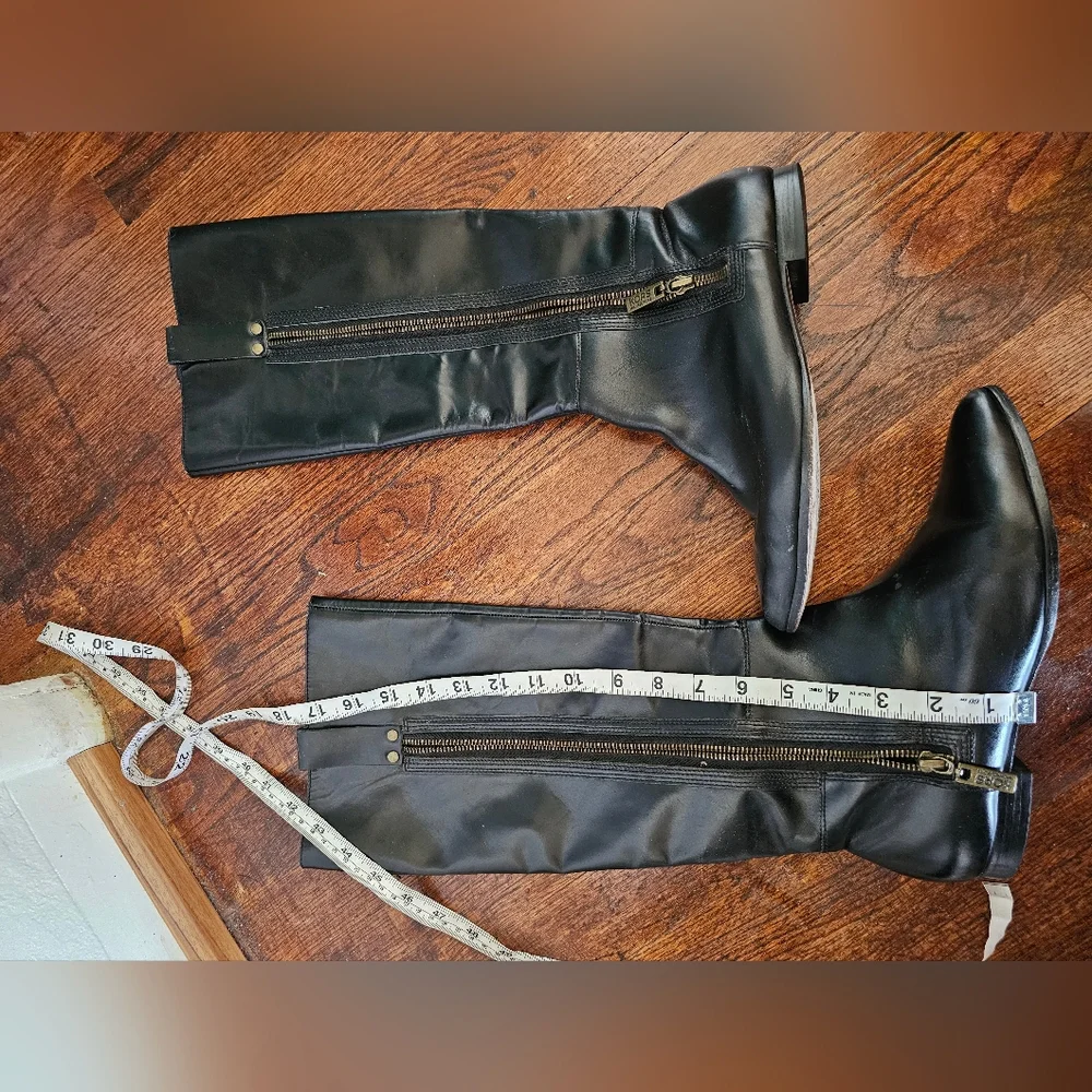 Michael Kors Zipper Accent Black All Leather Knee-High Grunge Rider Boots Sz 8.5